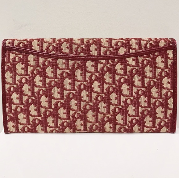 Christian Dior Red Monogram Logo Oblique Canvas Leather Clutch Shoulder Bag - Picture 5 of 10